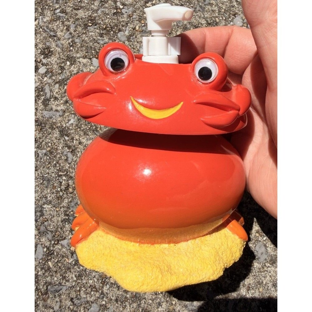 Vintage Sears Red Orange Frog Toad Bathroom Soap Dispenser Moveable